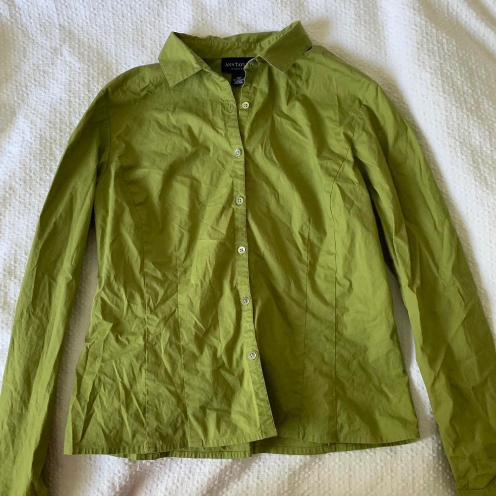 Green Ann Taylor Button Up